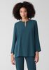 Silk Georgette Crepe Keyhole Top