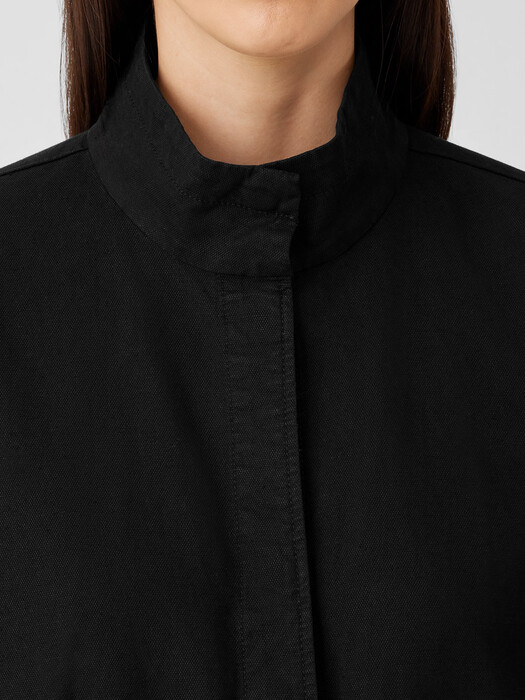 Cotton Hemp Stretch Stand Collar Jacket