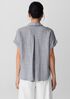 Puckered Organic Linen Stripe Notch Collar Top