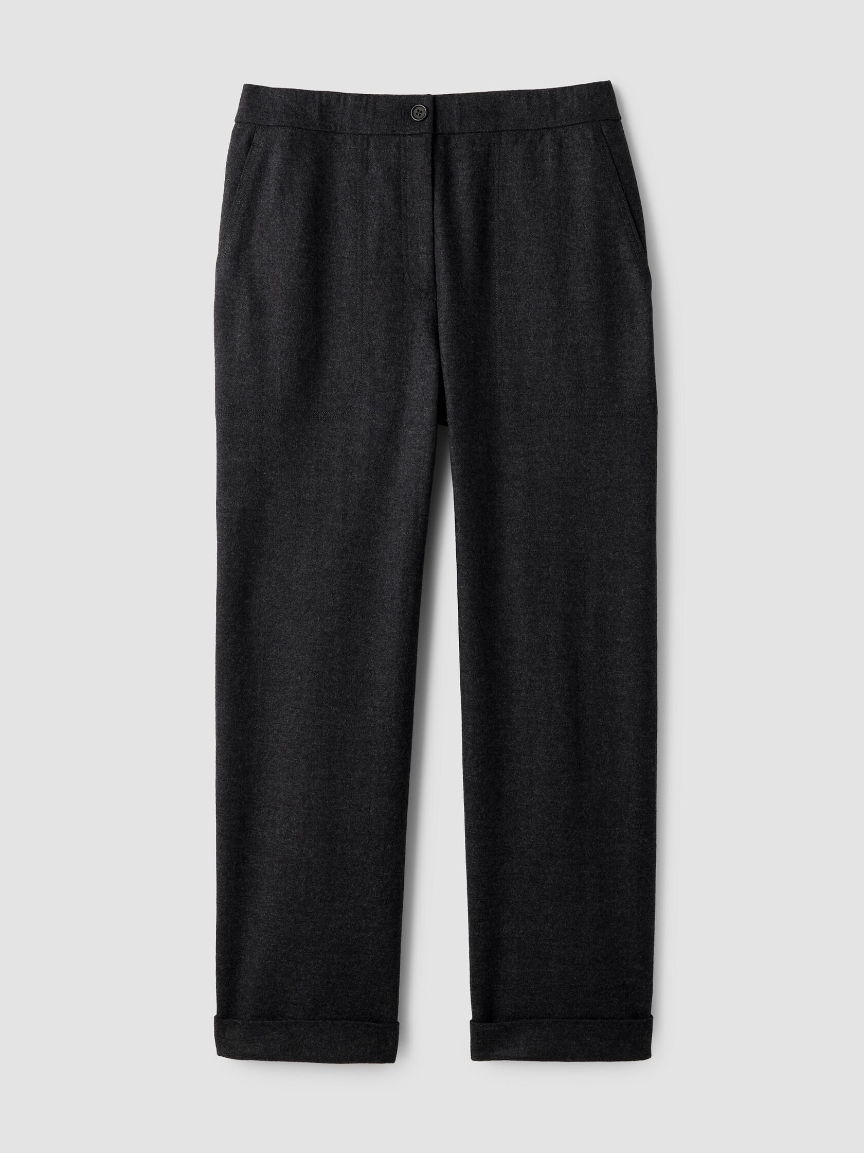 M&eacute;lange Felted Wool Jersey Straight Cuffed Pant in Regenerative Wool