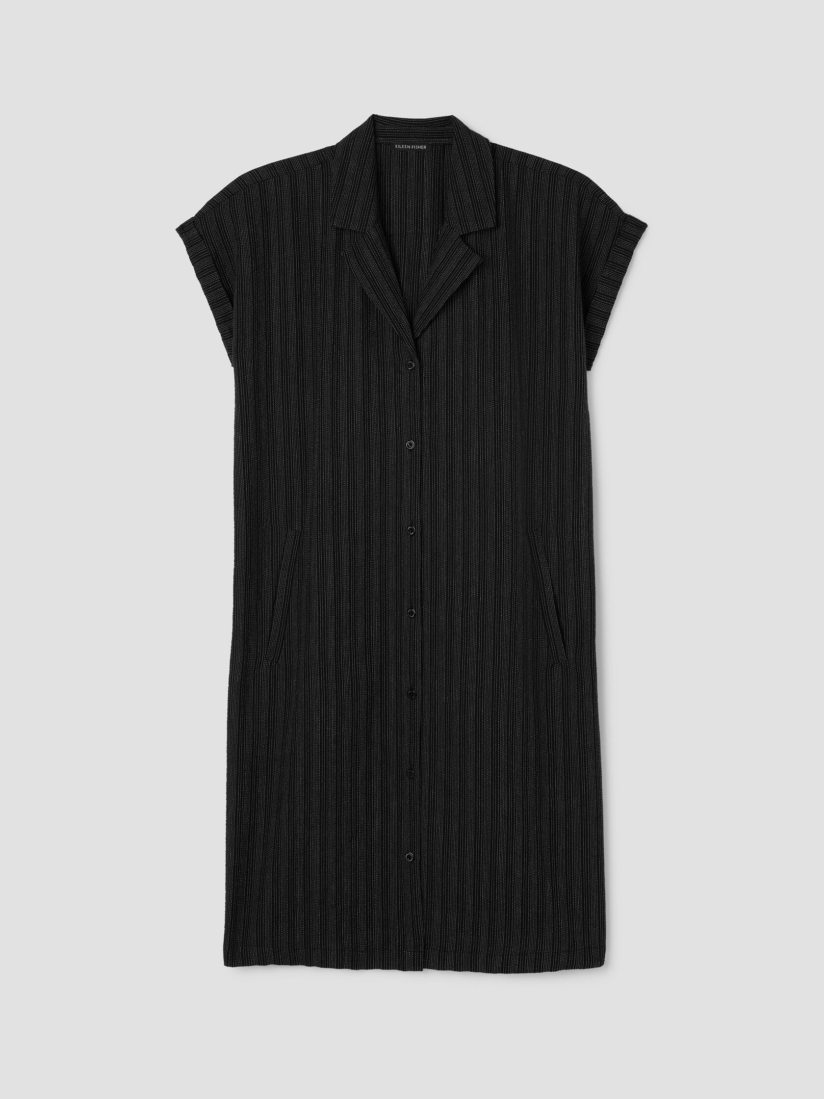 Cotton Blend Stripe Stitch Shirtdress