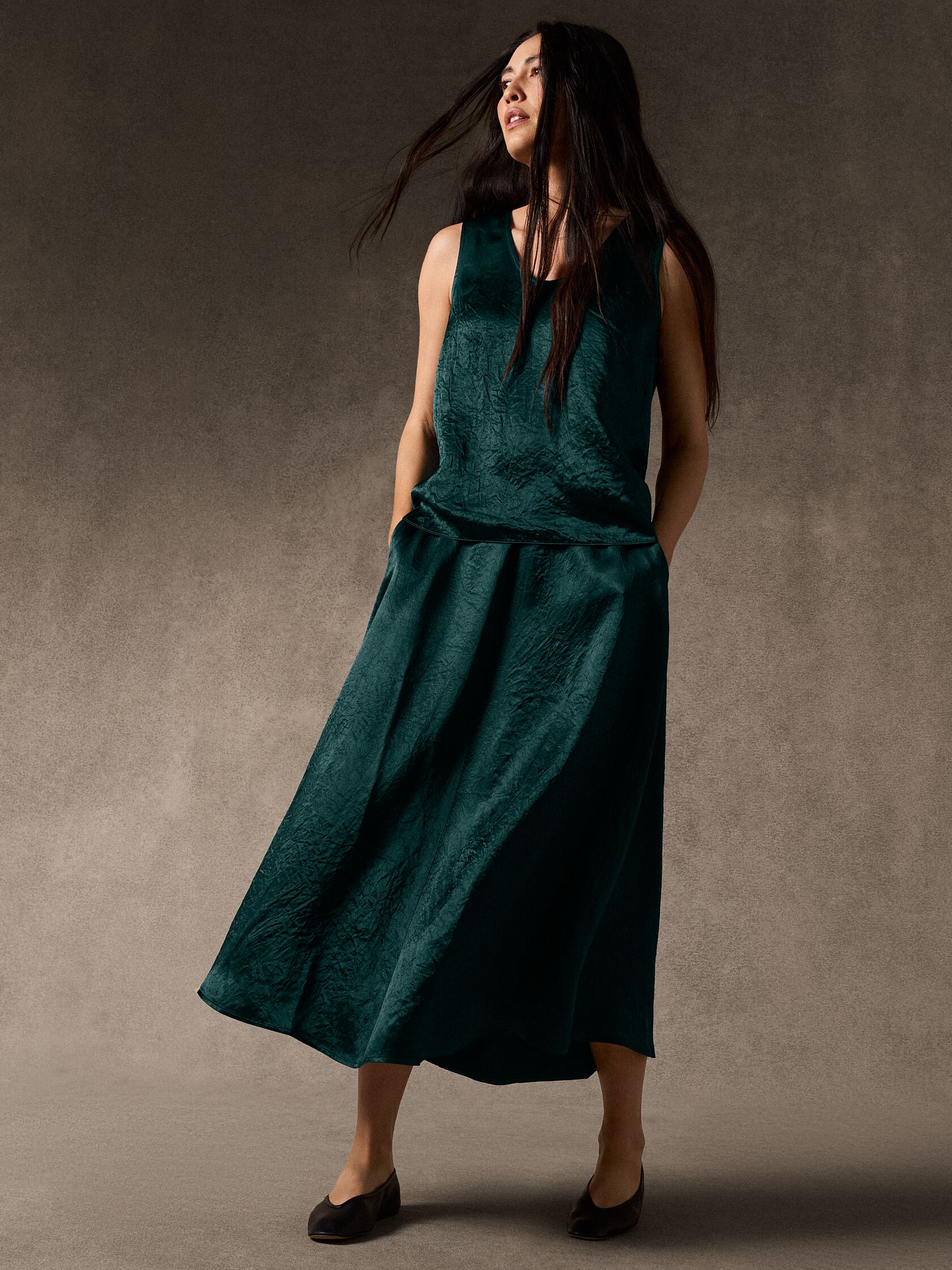 Textured Satin Half-Circle Skirt
