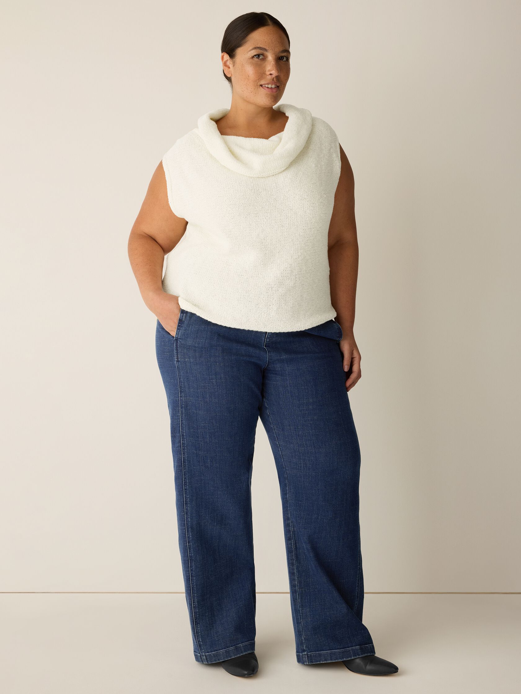 Peruvian Cotton Cloud Drape Neck Vest