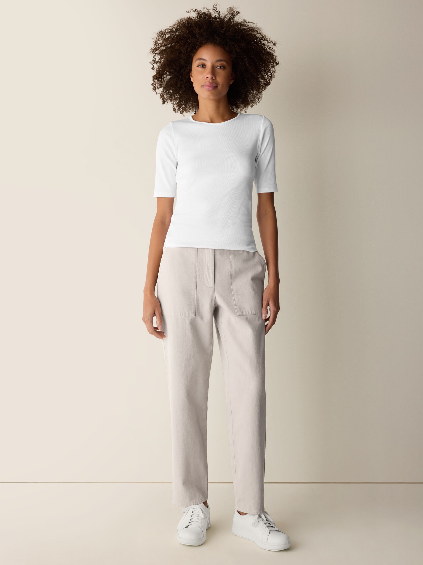 Organic Cotton Stretch Rib Crew Neck Tee