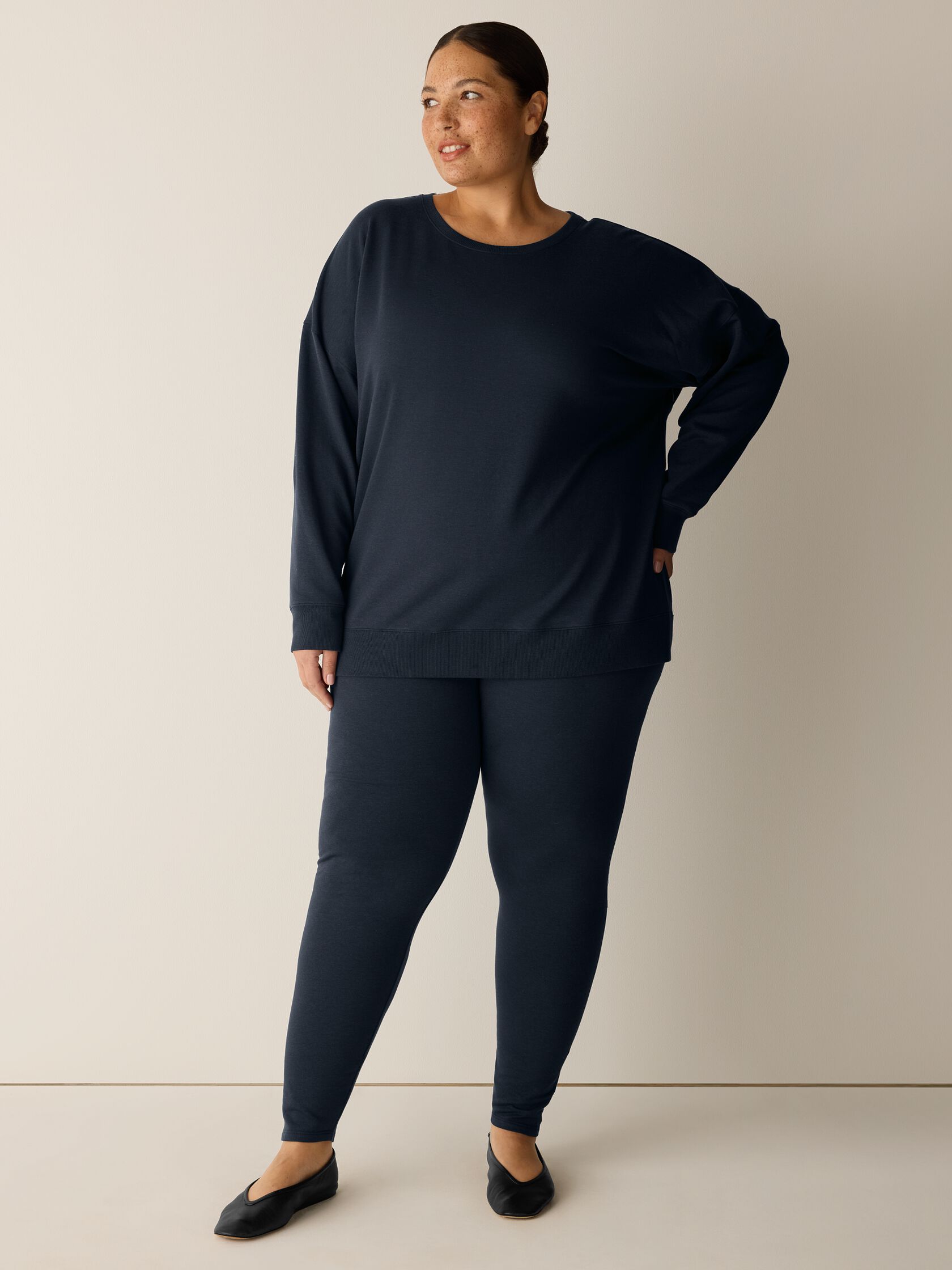 Cozy Brushed Terry Hug Crew Neck Long Top
