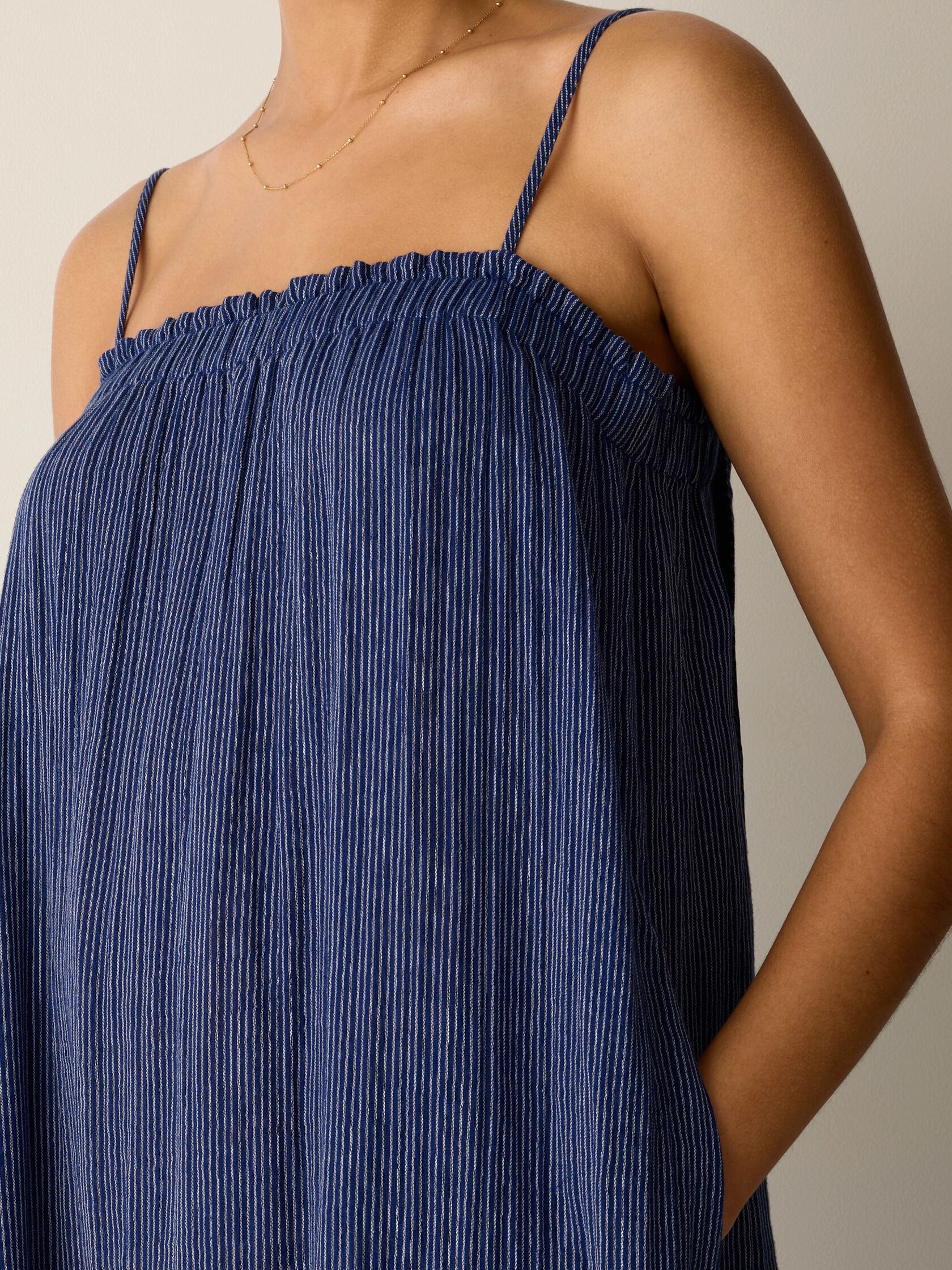 Striped Organic Cotton Gauze Cami Dress