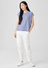 Organic Linen Jersey Shirred-Back Top