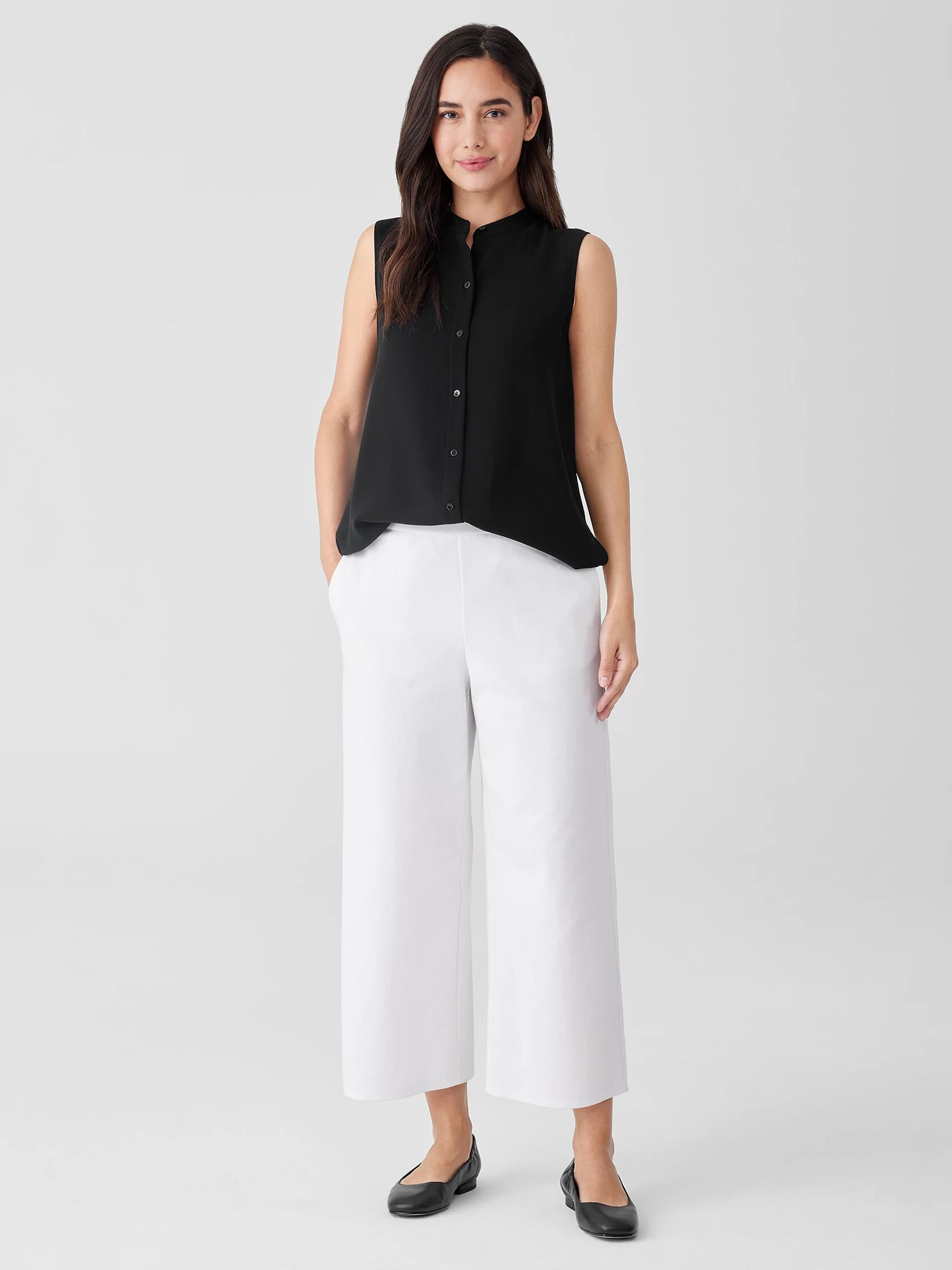 Cotton Blend Ponte Wide-Leg Pant
