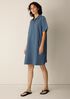 Cotton Blend Stripe Stitch Classic Collar Dress