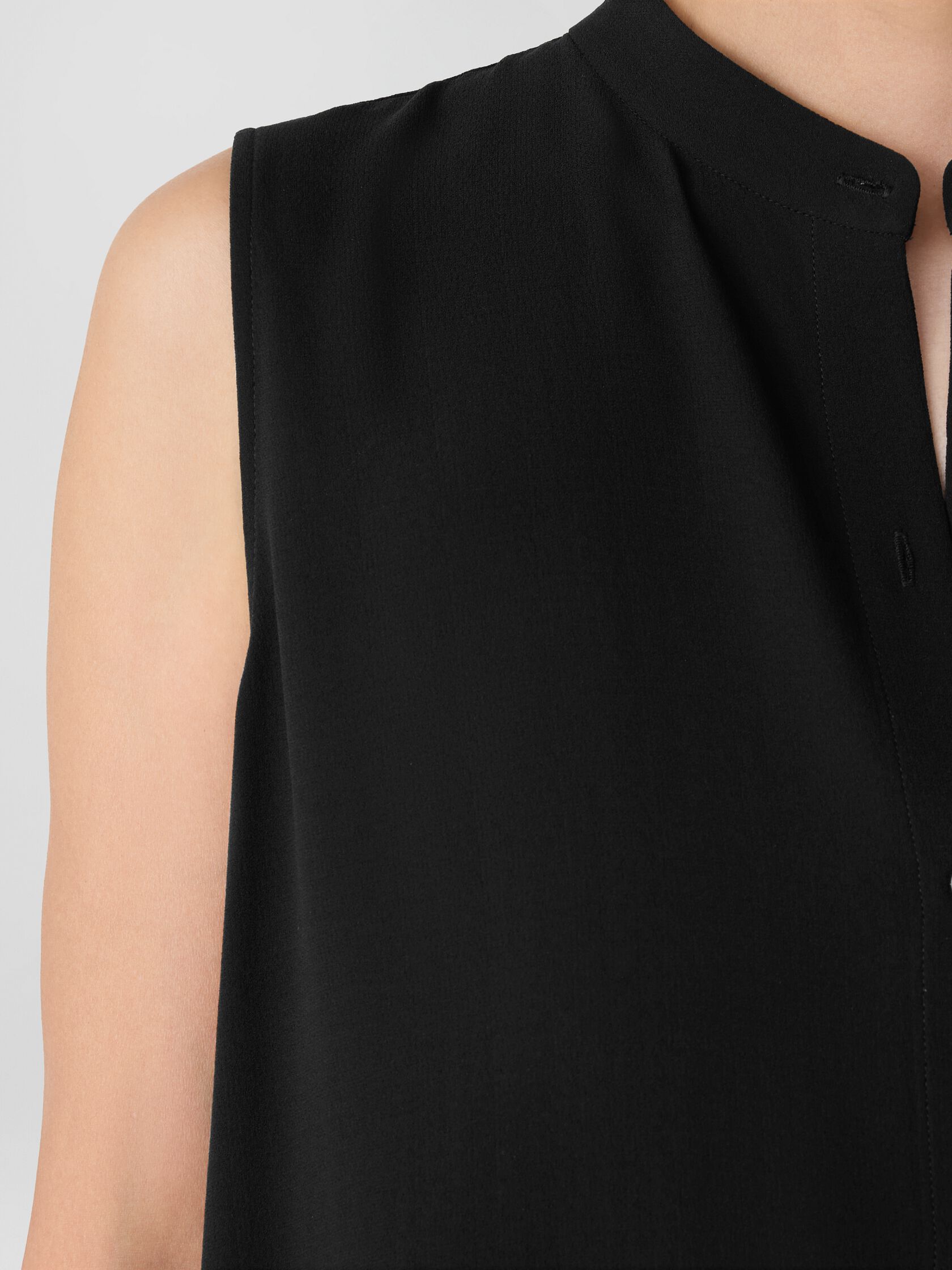Silk Georgette Crepe Sleeveless Shirt