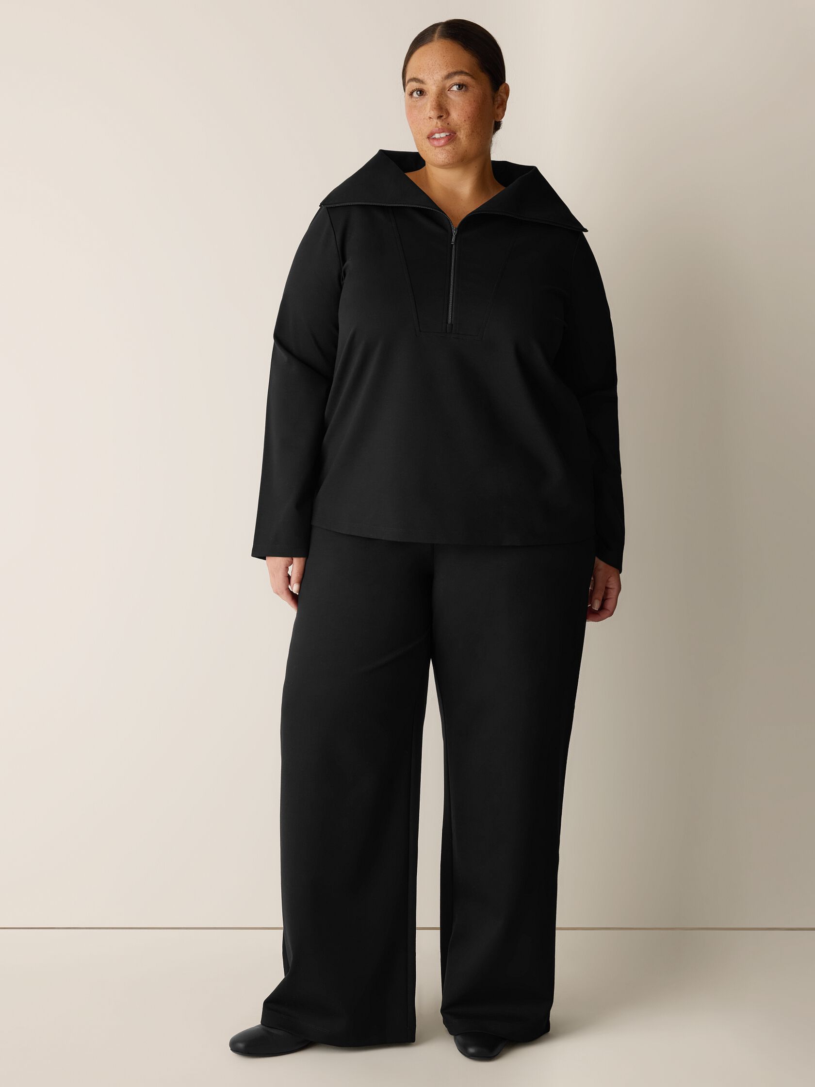Lightweight Ponte Funnel Neck Top