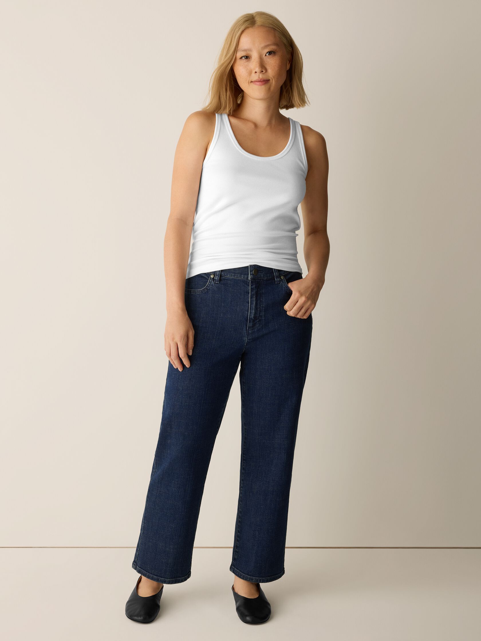 Cotton Stretch Denim Straight Jean