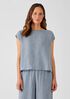 Striped Organic Linen Crinkle Shirred-Back Top