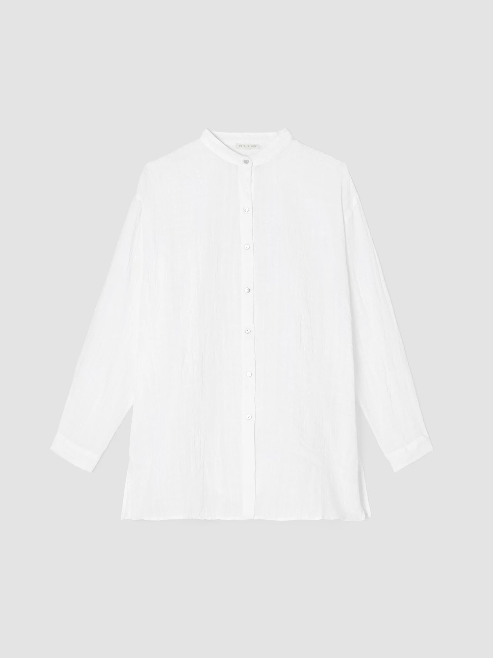 Linen Cotton Sheer Check Mandarin Collar Shirt