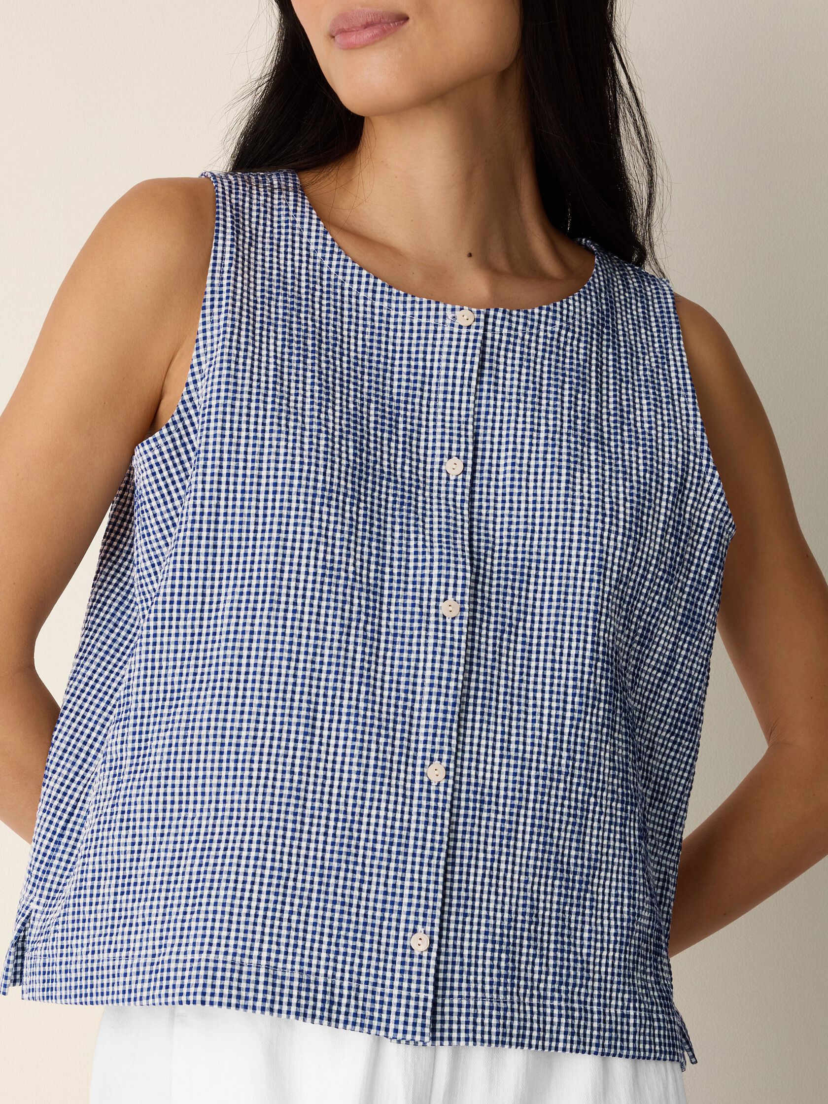Organic Cotton Pucker Check Vest