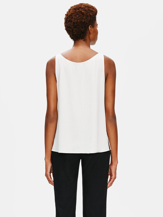 Silk Georgette Crepe Scoop Neck Tank