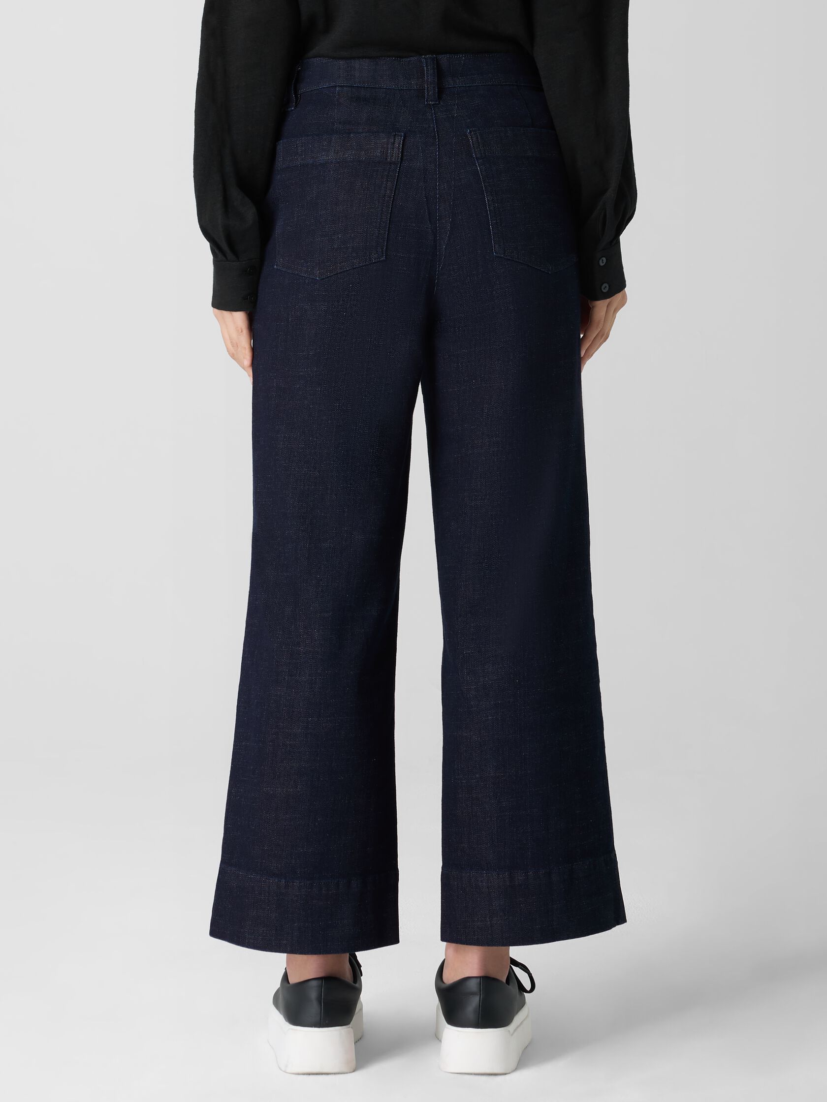 Cotton Stretch Denim Wide-Leg Jean