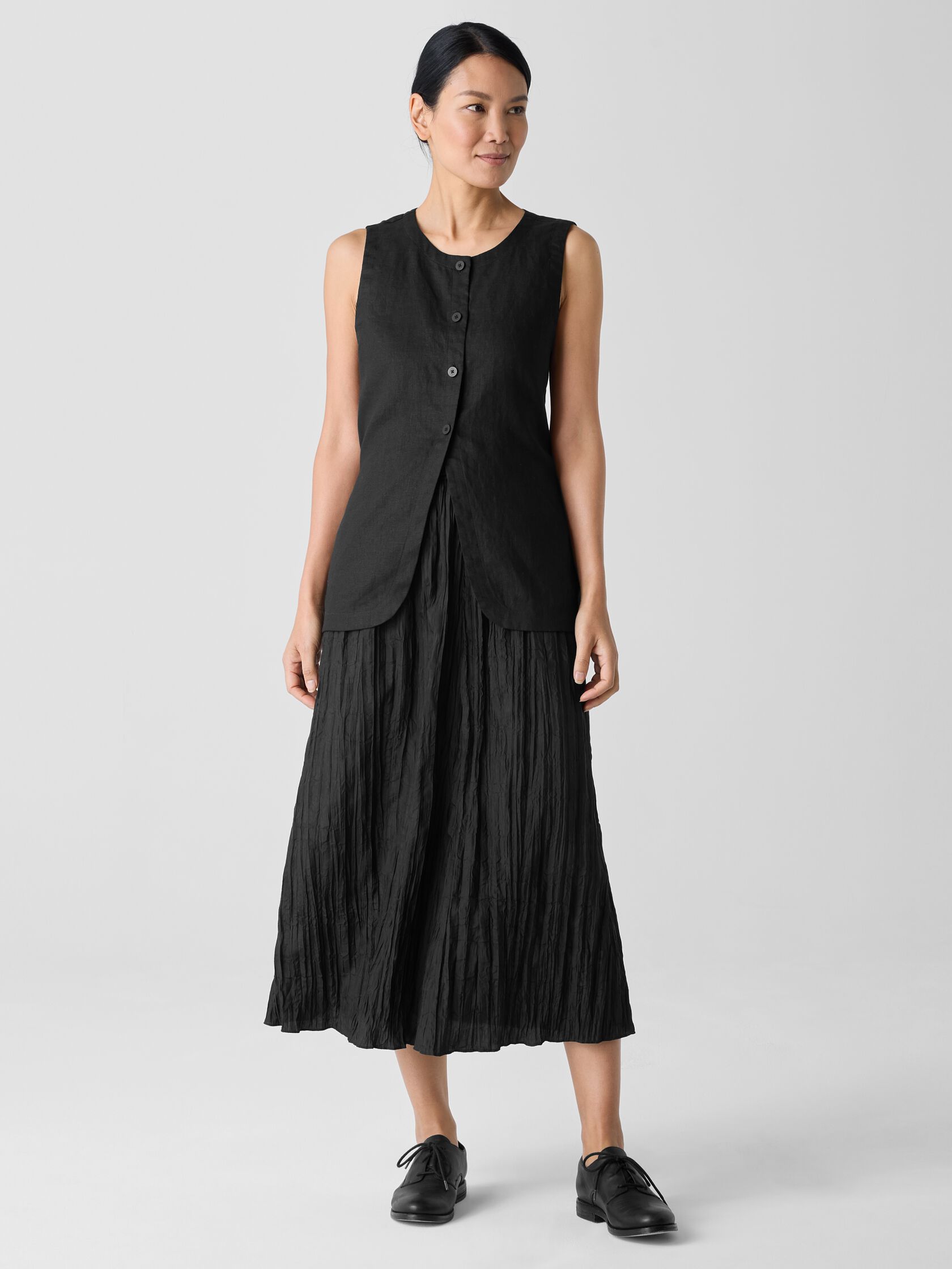 Crushed Silk Flared Skirt