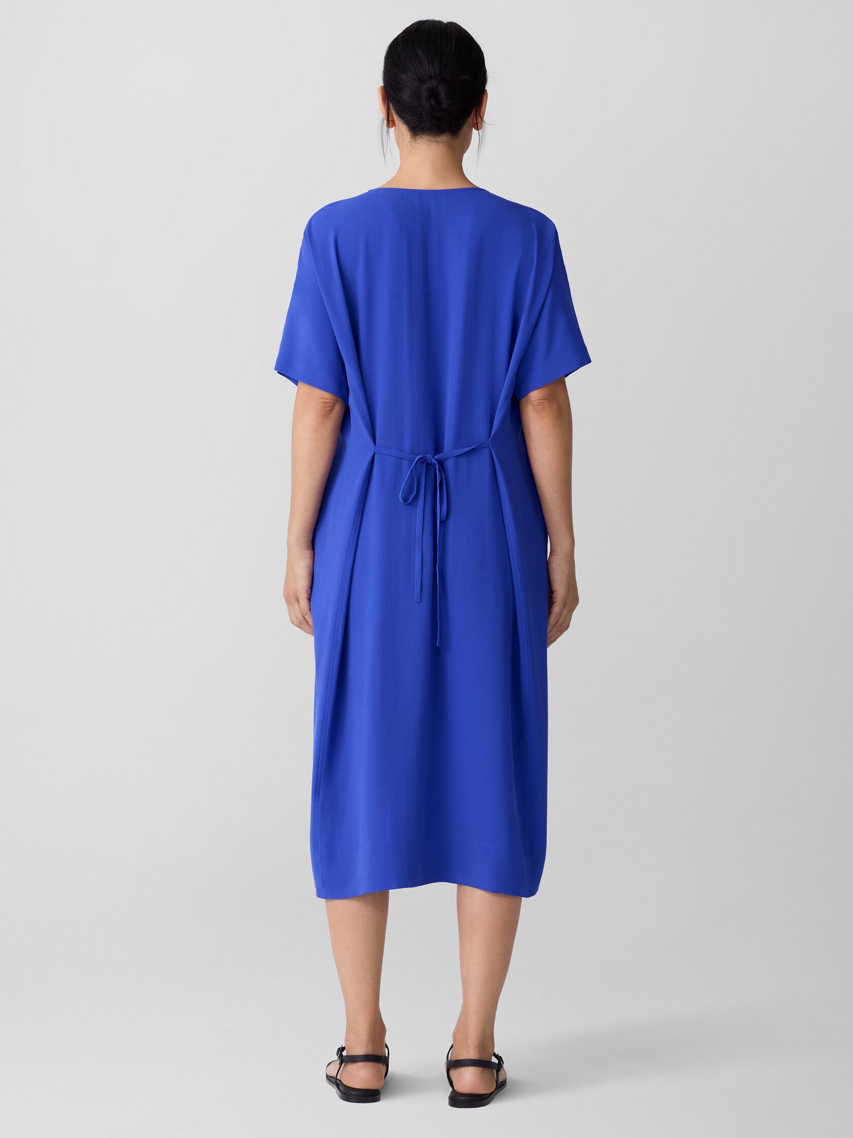 Silk Georgette Crepe V-Neck Dress