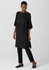 Textured Silk Jacquard Bateau Neck Long Top
