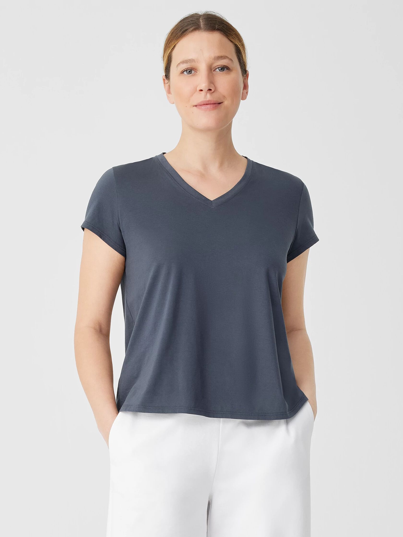 Organic Pima Cotton Jersey V-Neck Tee