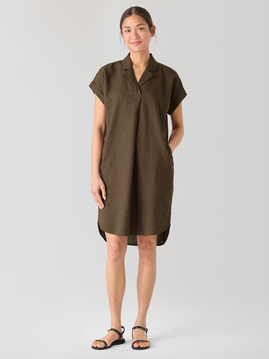 Organic Linen Notch Collar Dress