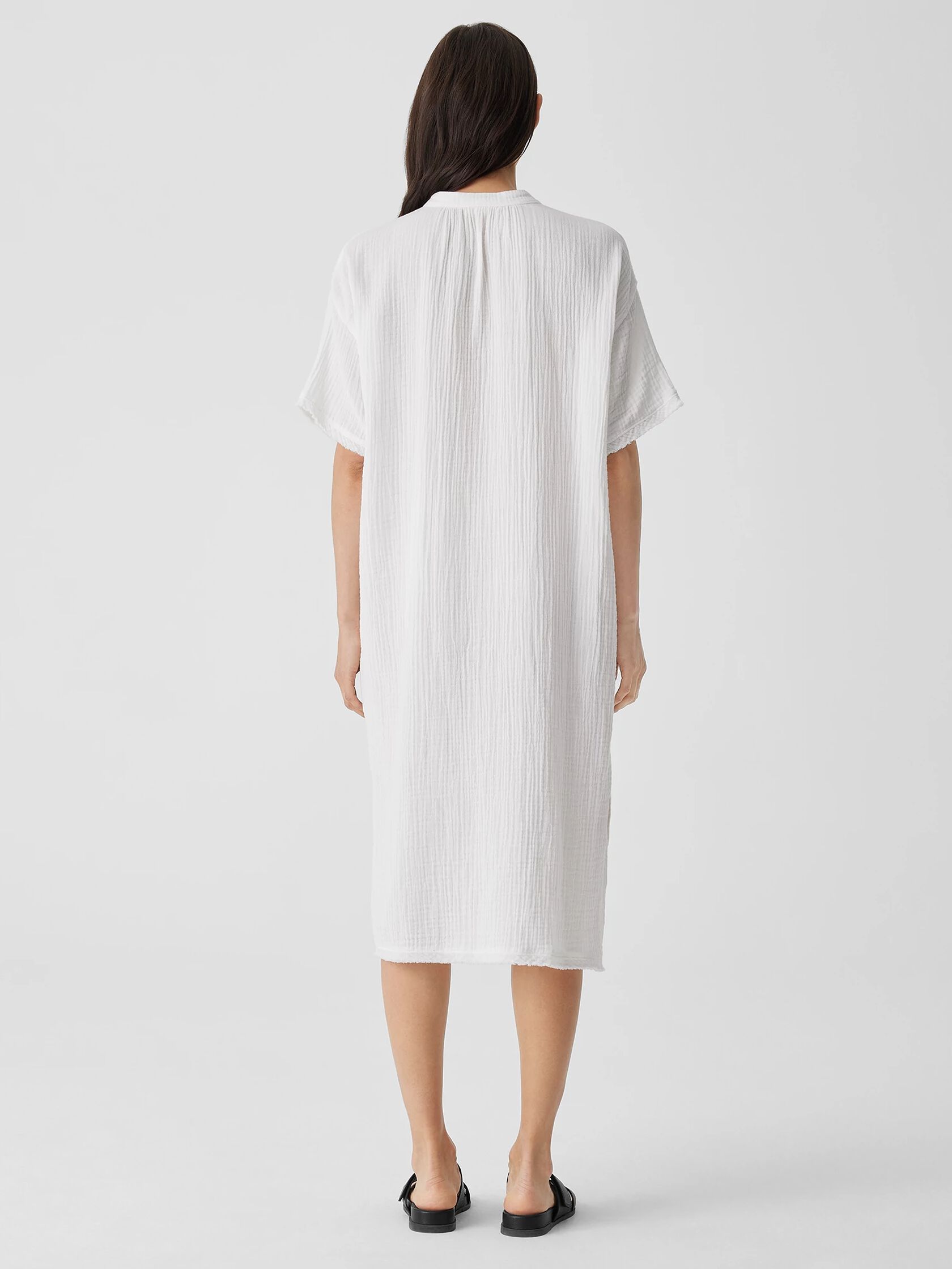 Organic Cotton Gauze Mandarin Collar Dress