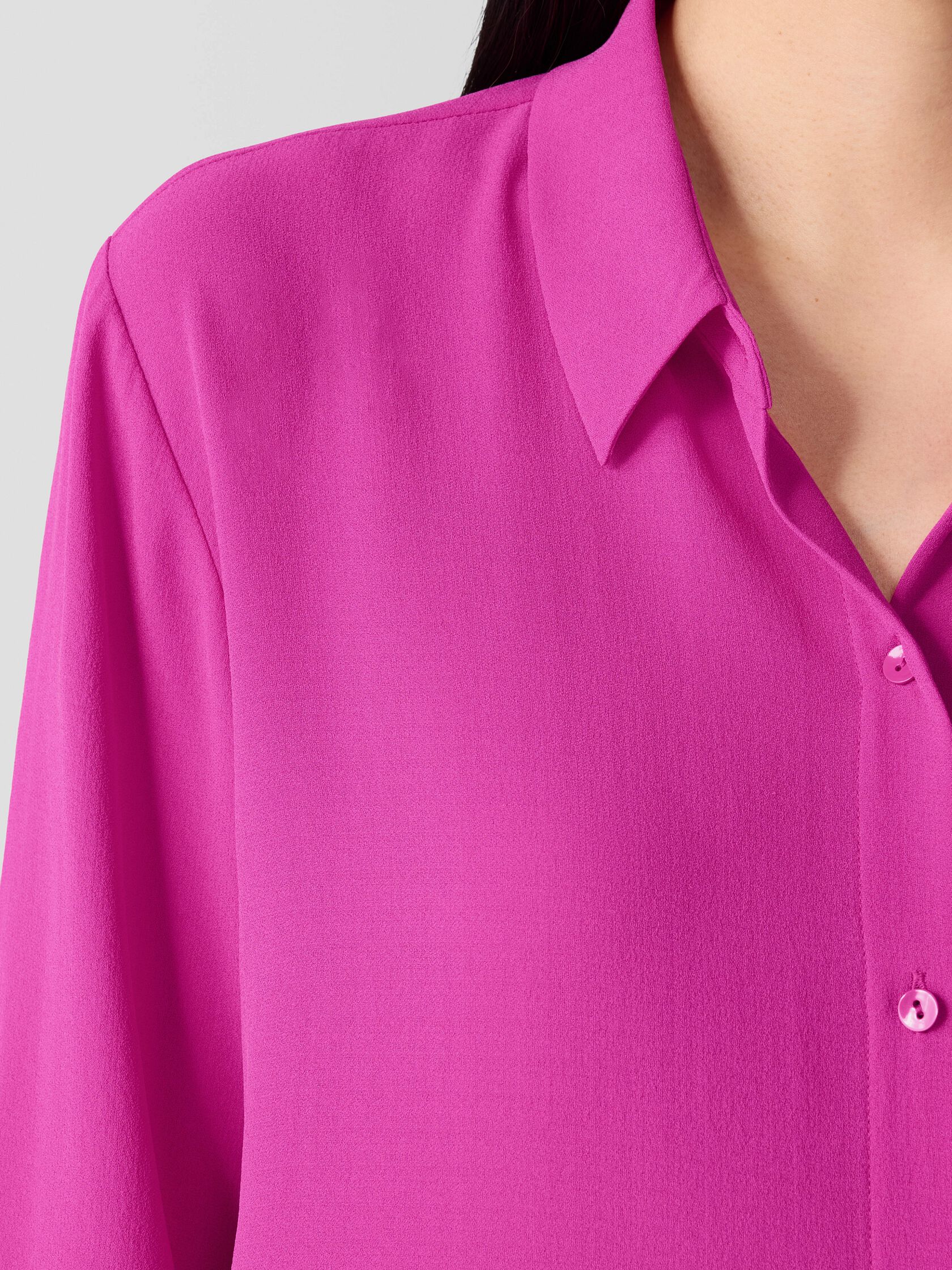 Silk Georgette Crepe Classic Collar Shirt