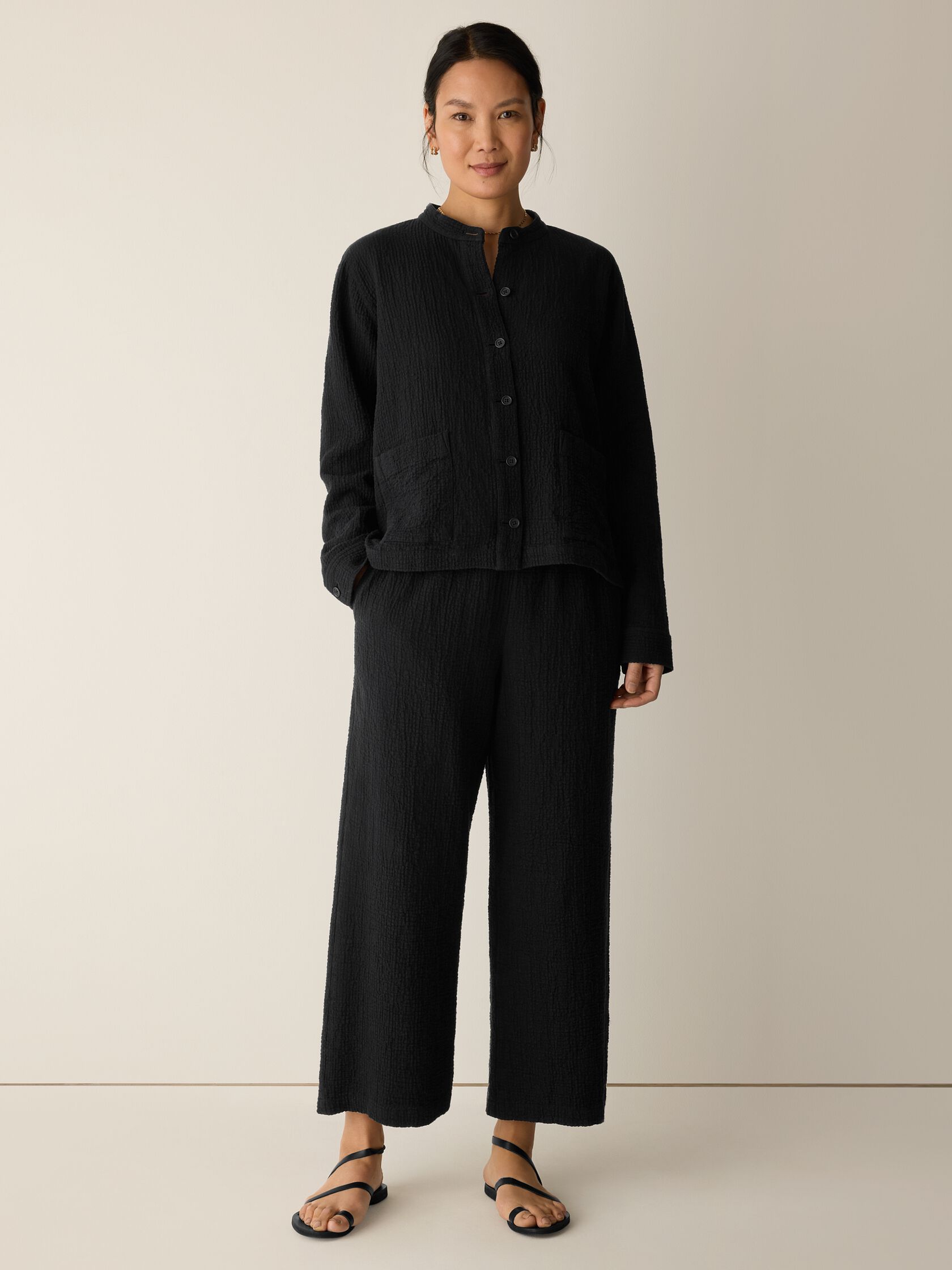 Organic Cotton Doubleweave Wide-Leg Pant