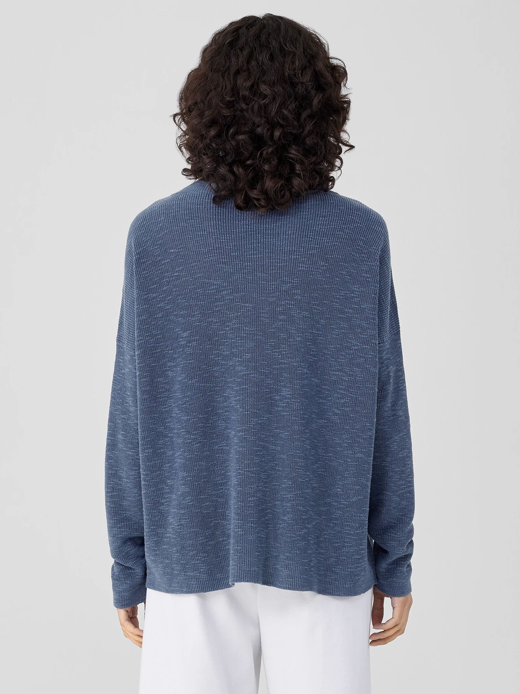 Organic Linen Cotton Slub Funnel Neck Top