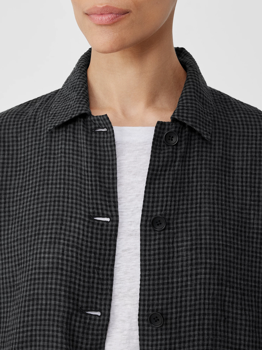 Puckered Organic Linen Shirt Jacket