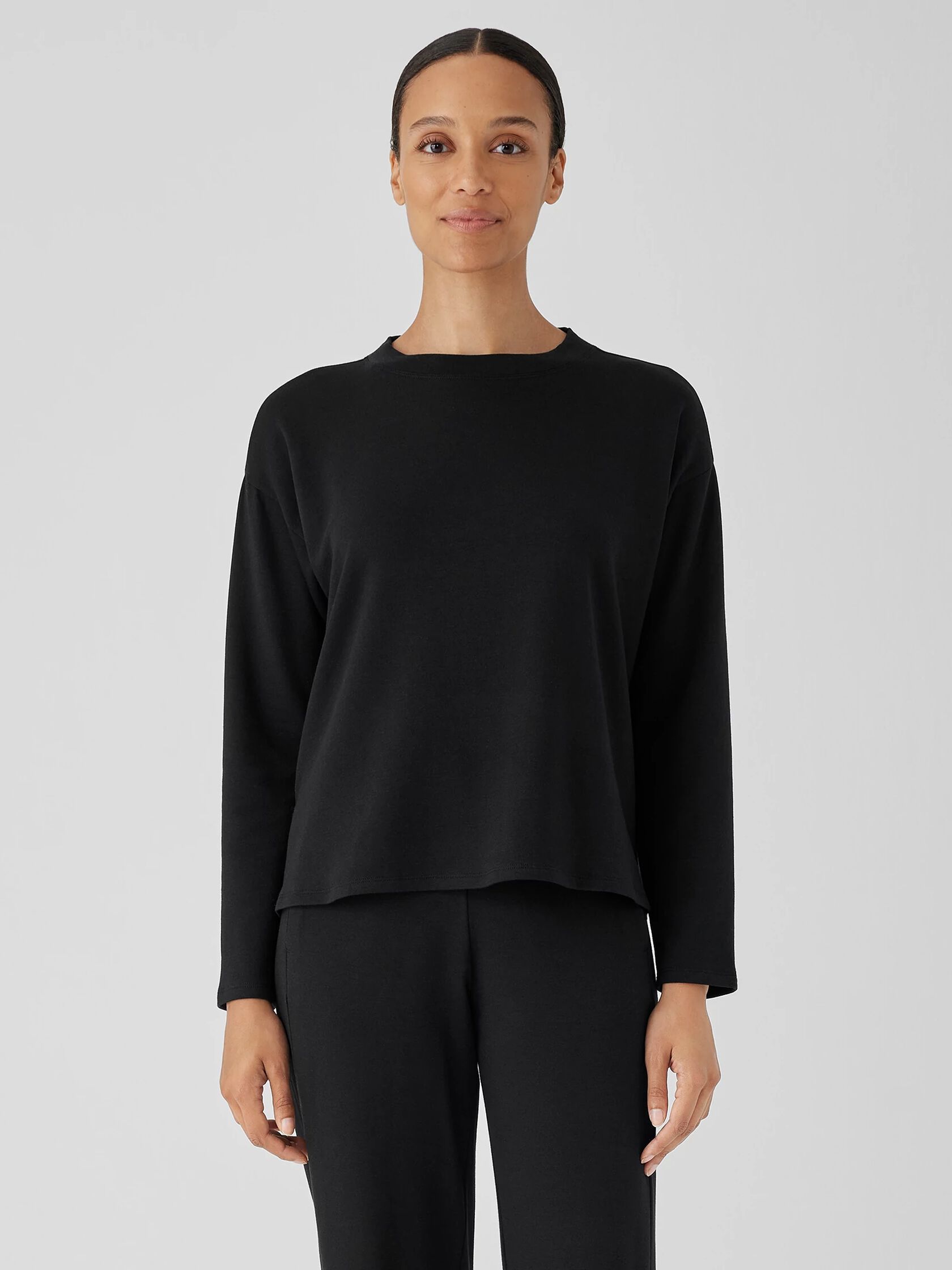 Cozy Brushed Terry Hug Crew Neck Top