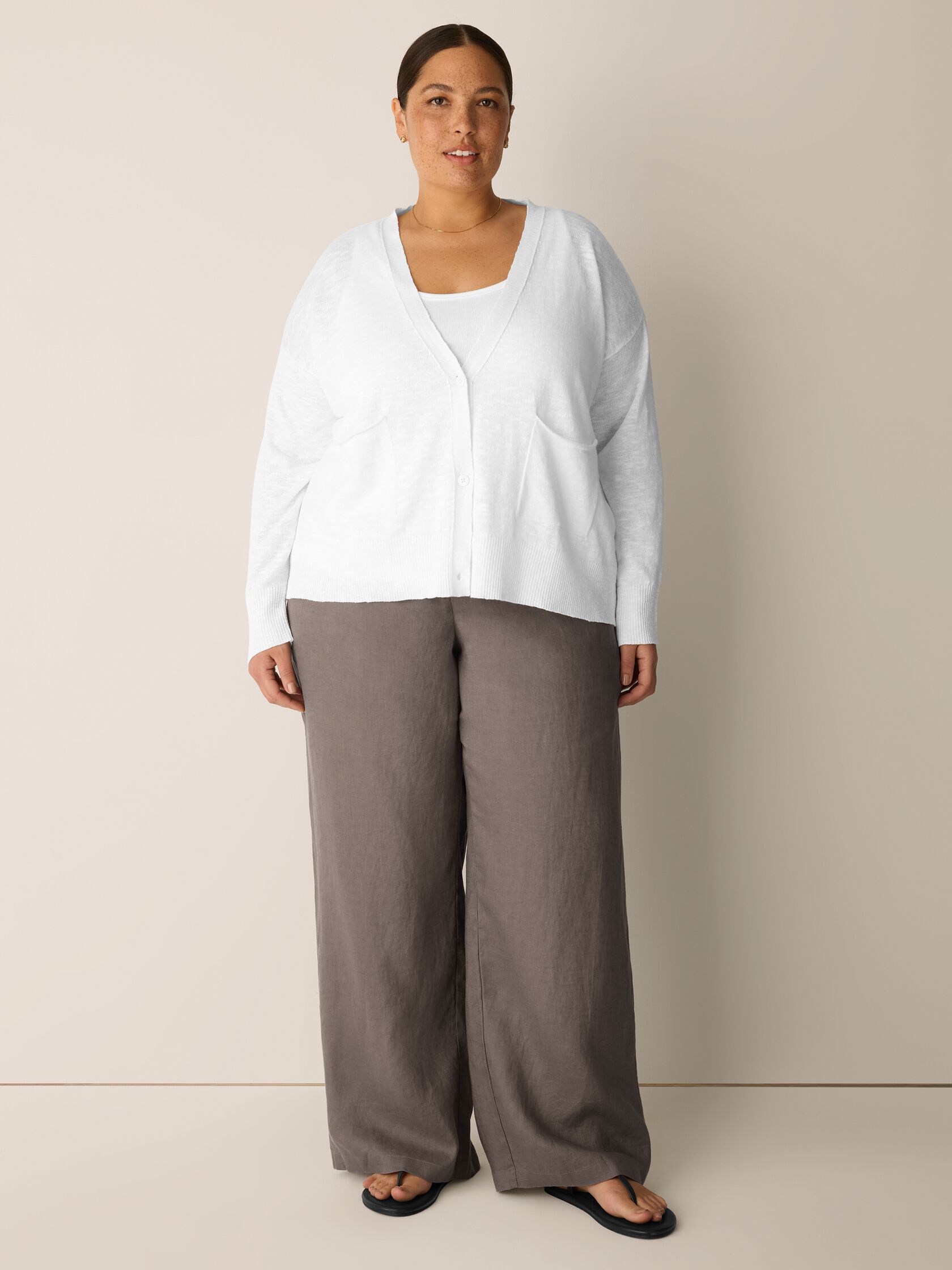 Organic Linen Cotton Slub Slouchy Cardigan