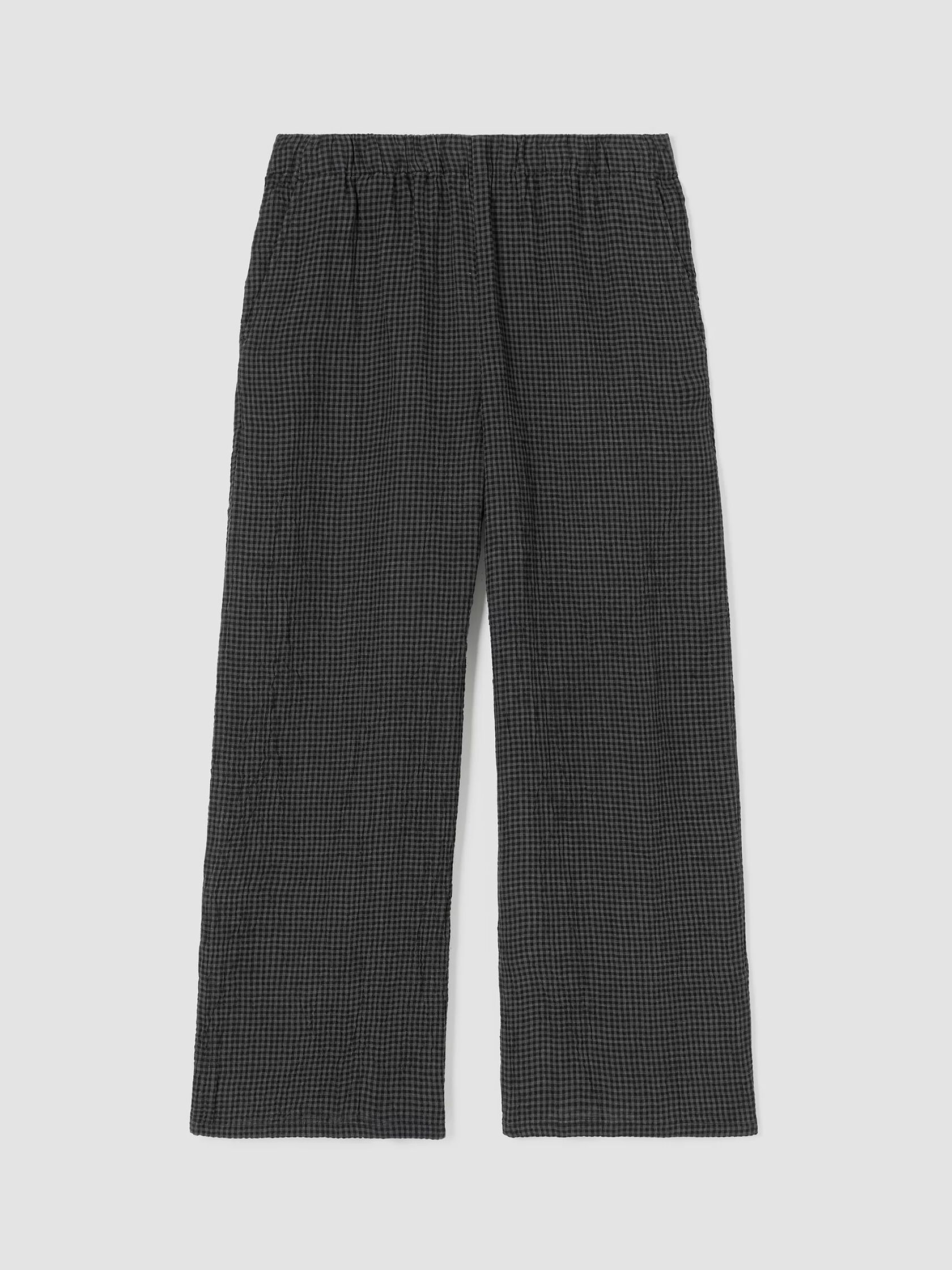 Puckered Organic Linen Wide-Leg Pant
