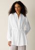 Organic Handkerchief Linen Band Collar Drawstring Shirt