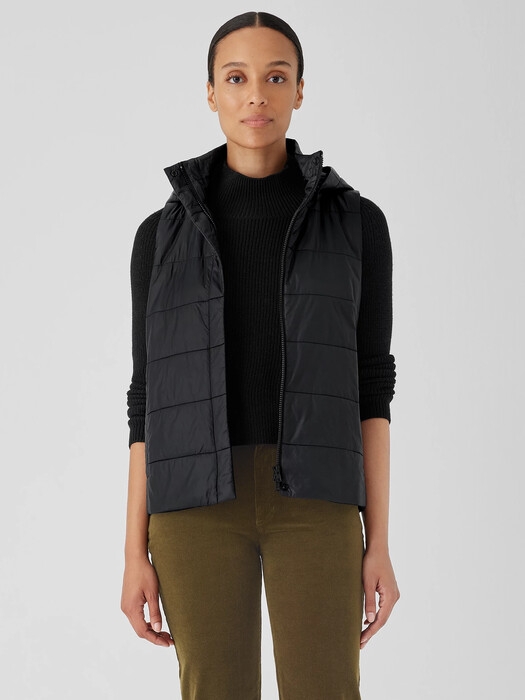 Eggshell Recycled Nylon Vest with Removable Hood