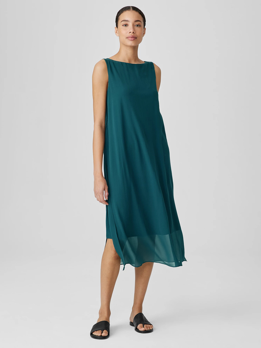 Silk Dress Eileen Fisher Dress Sale Silk Georgette Crepe Round