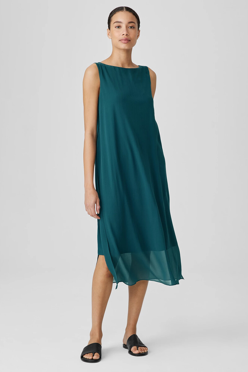 Sheer Silk Georgette Bateau Neck Dress Sheer Silk Georgette Bateau Neck Dress