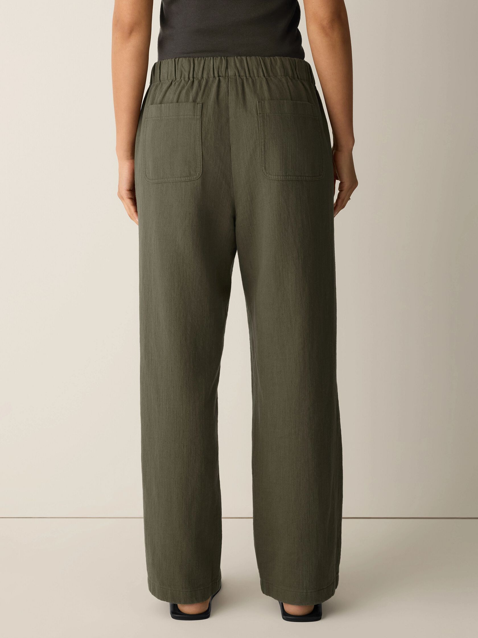 Slubby Organic Cotton Linen Full-Length Straight Pant