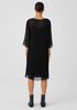 Crinkled Sheer Silk Bateau Neck Dress