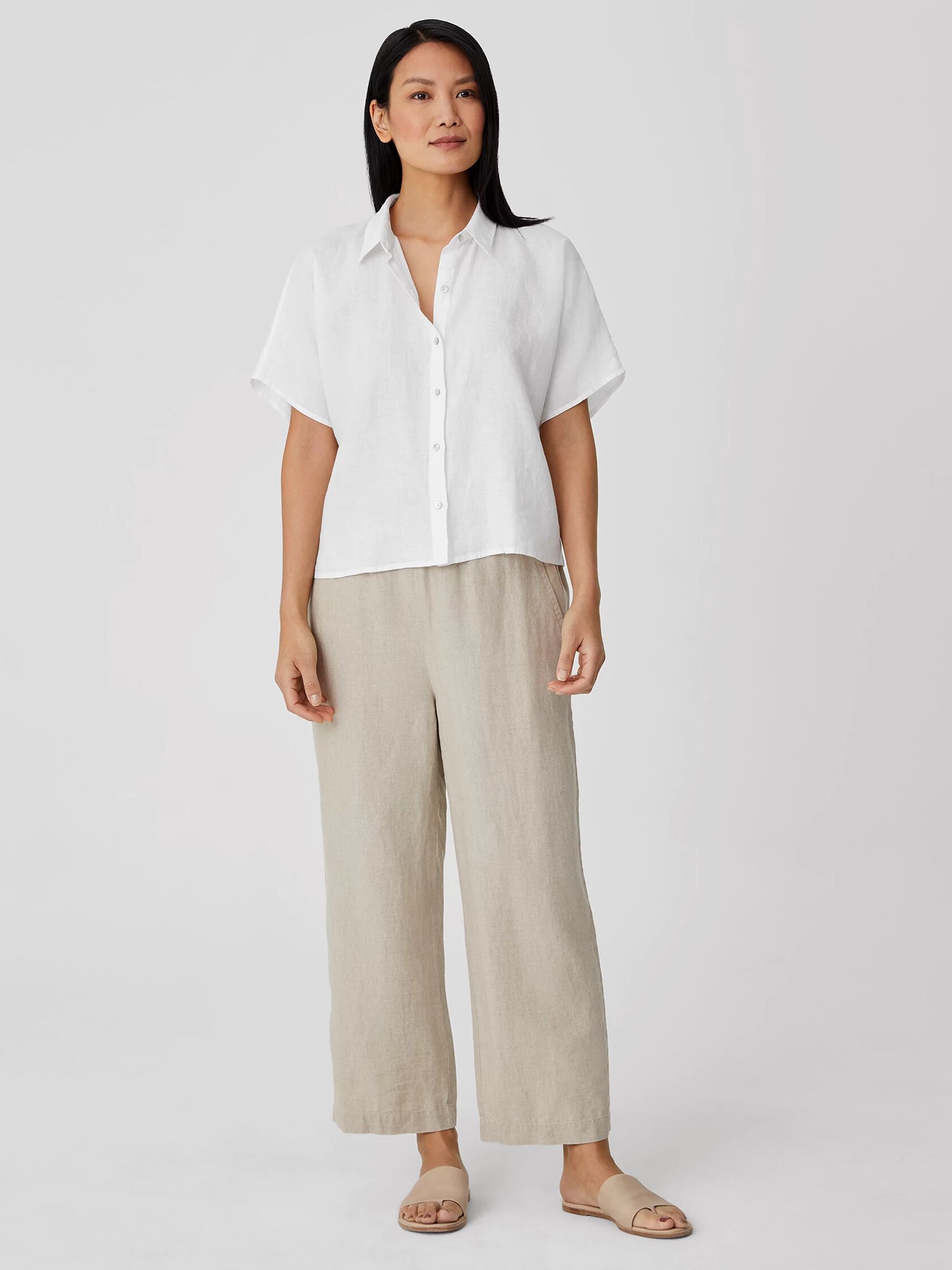 Organic Handkerchief Linen Short-Sleeve Shirt | EILEEN FISHER