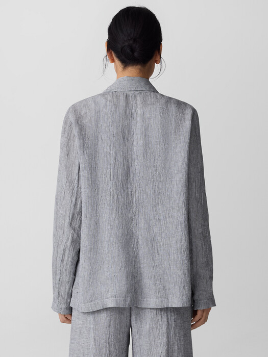 Puckered Organic Linen Stripe Blazer