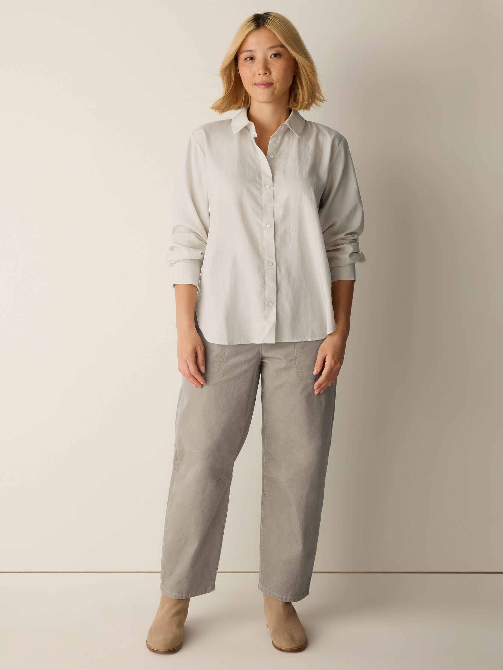 Airy Woven Shirting Classic Collar Shirt