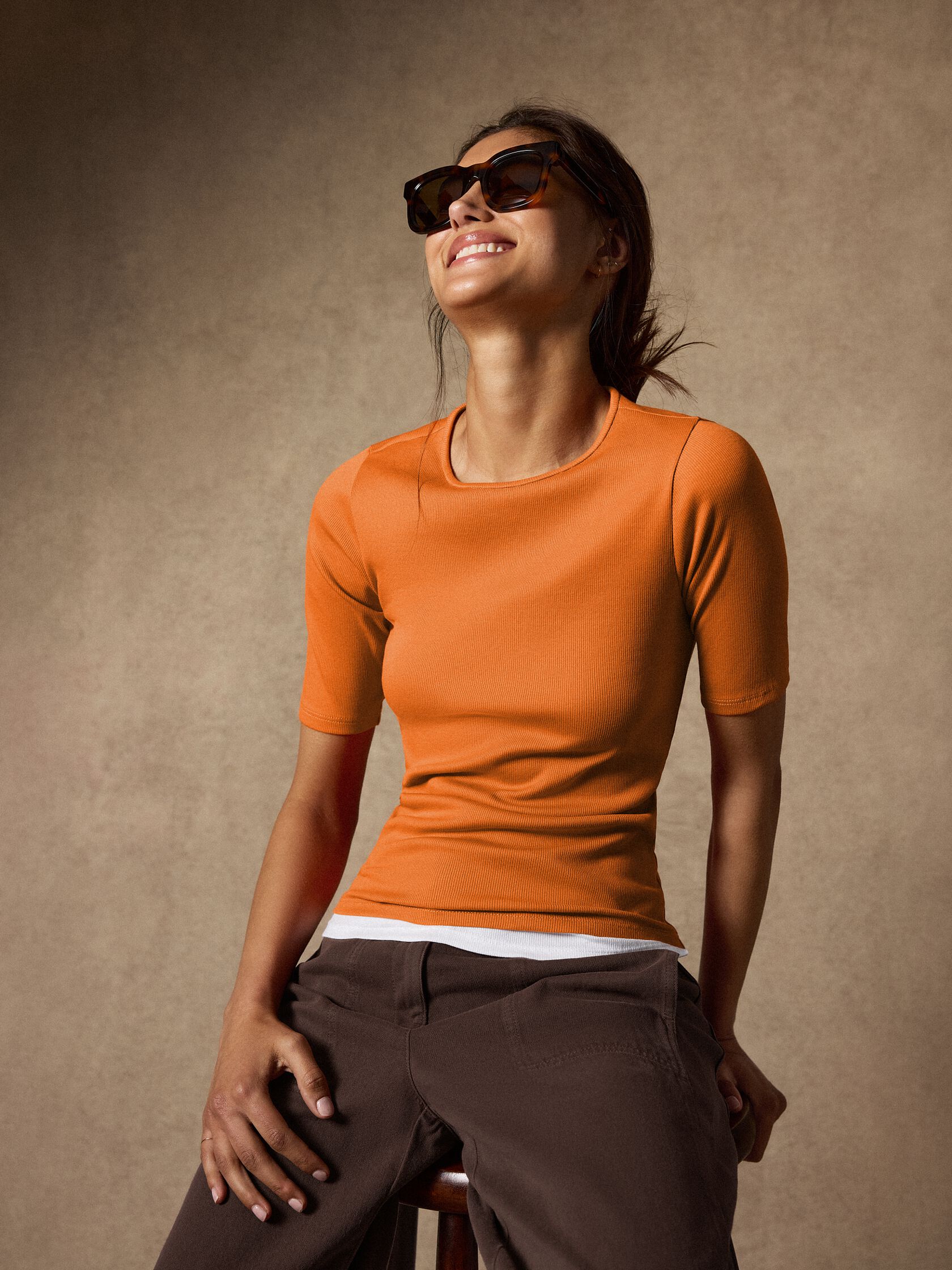 Organic Cotton Stretch Rib Crew Neck Tee