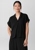 Silk Georgette Crepe Notch Collar Top