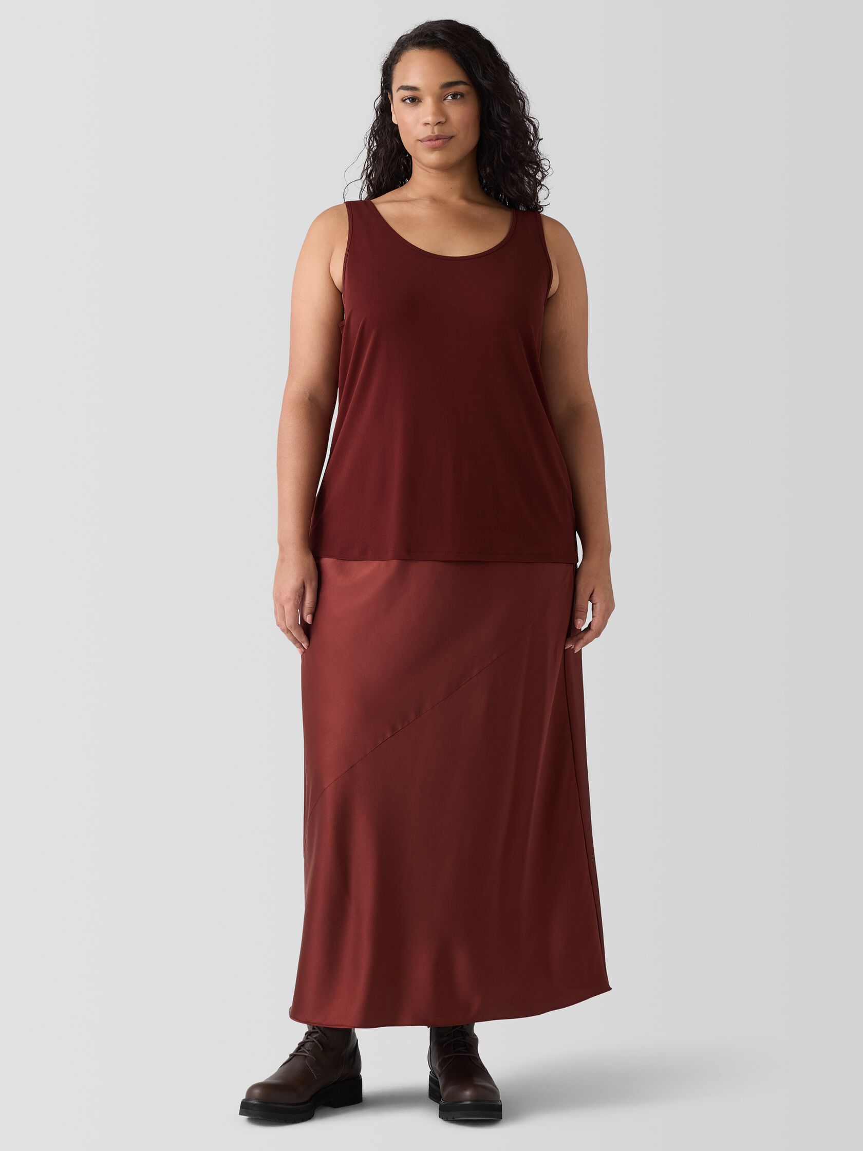 Stretch Silk Jersey Scoop Neck Tank