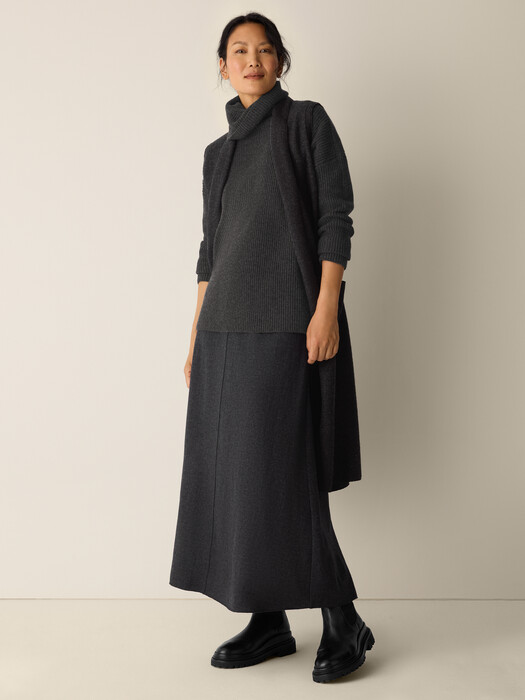 Lightweight Boiled Wool Round Neck Vest in Regenerative Wool | EILEEN Lightweight Boiled Wool Round Neck Vest in Regenerative Wool | EILEEN