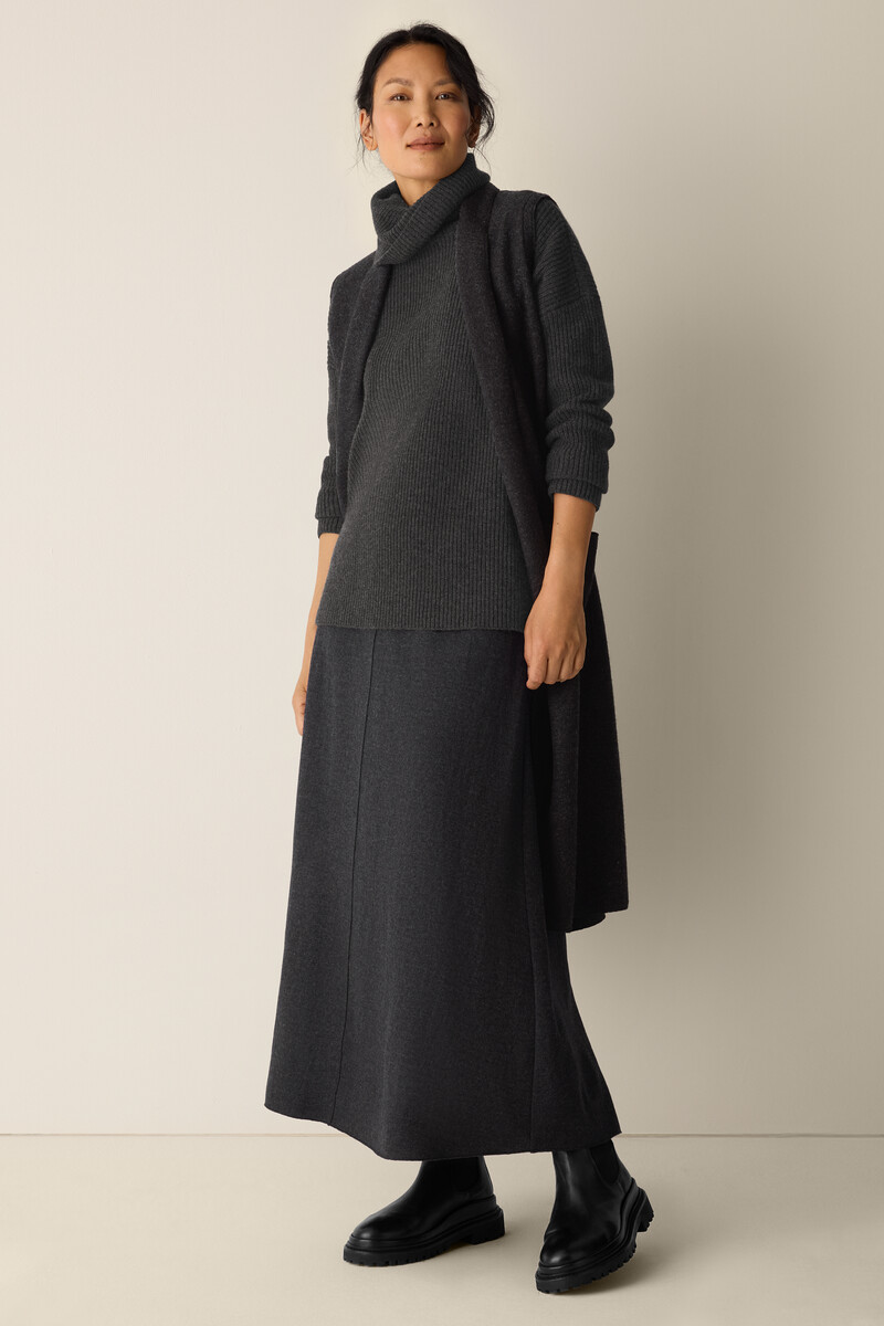 Mélange Boiled Wool Jersey A-Line Skirt in Regenerative Wool Mélange Boiled Wool Jersey A-Line Skirt in Regenerative Wool