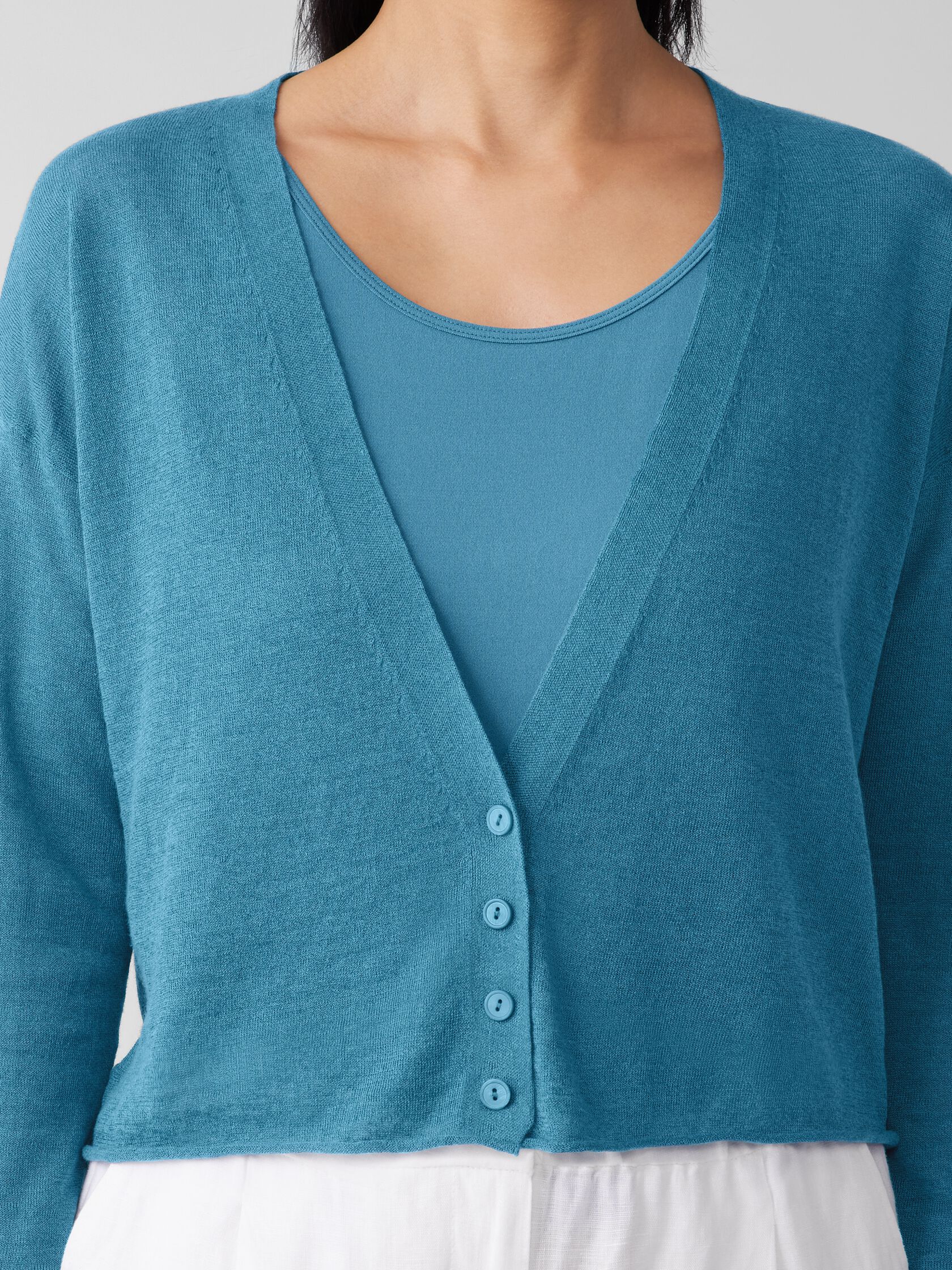 Organic Linen Cotton Cropped Cardigan