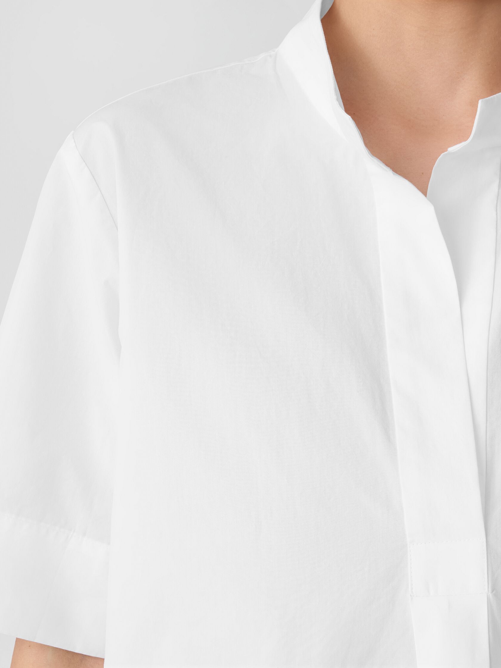 Washed Organic Cotton Poplin Split Neck Top